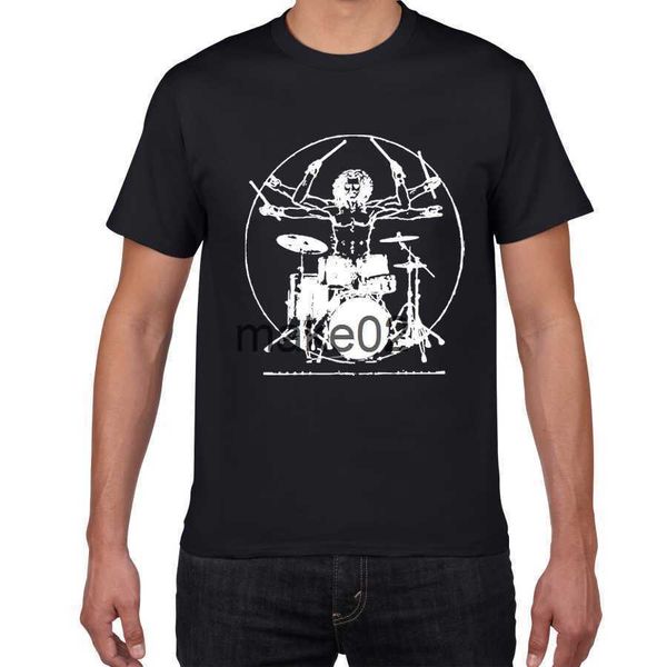 

men's plus tees polos drums da vinci funny t shirt men vitruvian man drummer cotton vintage graphic music novelty streetwear men tshirt, Black;brown