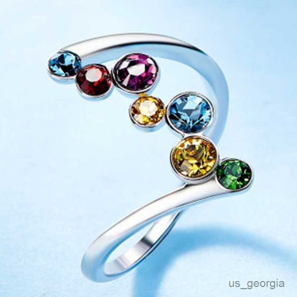 

band rings vintage female crystal round ring dainty silver color engagement ring luxury rainbow zircon stone wedding rings for women r230625