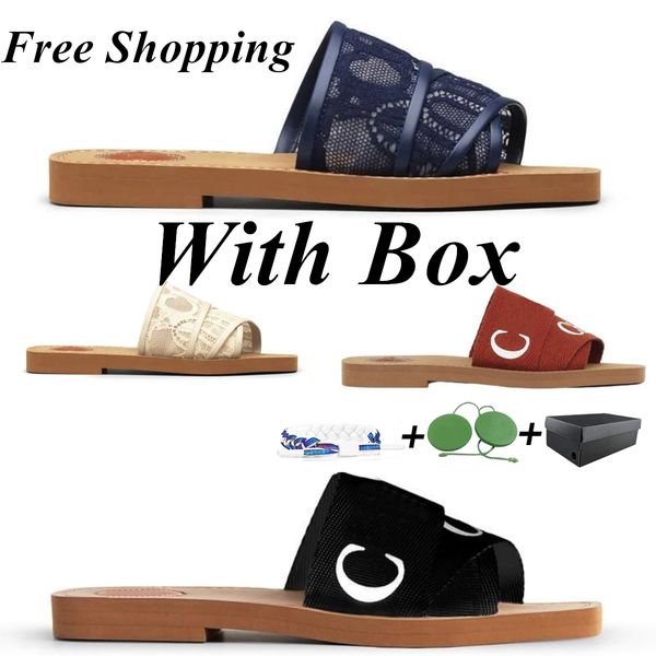 

with box designer slippers sliders slides sandals woody flat mule the inner sole oran sandal summer h sandals outside beach l 36-42, Black