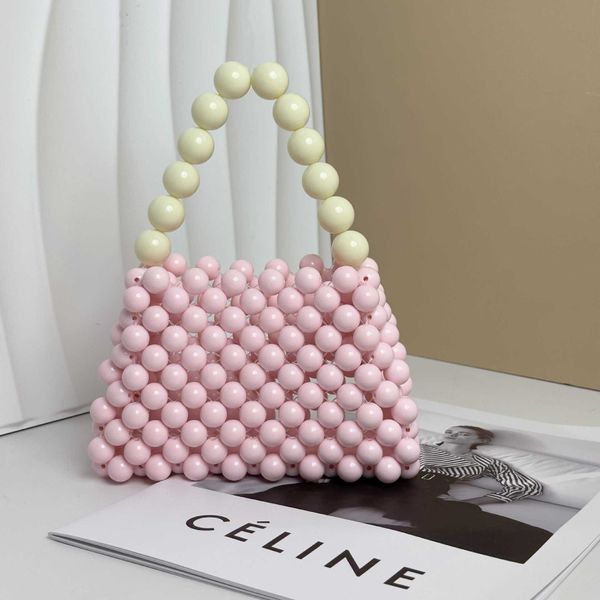 

spring macaron new self made small handbag french fairy hand woven beaded handbag 230625