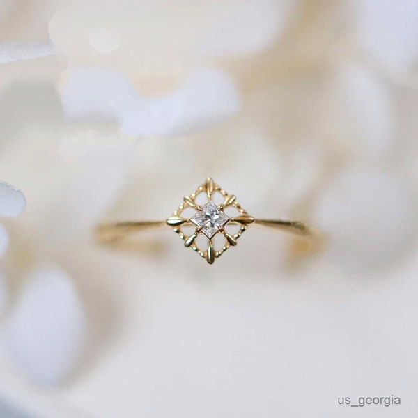 

band rings cute female small square zircon stone ring fashion gold wedding finger ring classic bride love engagement rings for women r230625, Silver