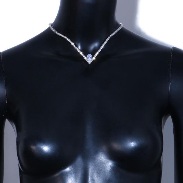 

necklaces simple luxury vshaped zircon necklace for women rhinestone chain girl's gift bride accessories party choker jewelry trend, Silver