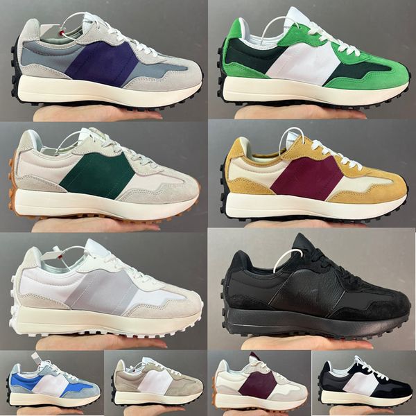 

new 327 running shoes sneakers n blue light camel white grey grass green sea salt red bean milk dark gray womens low jogging walking shoe 36