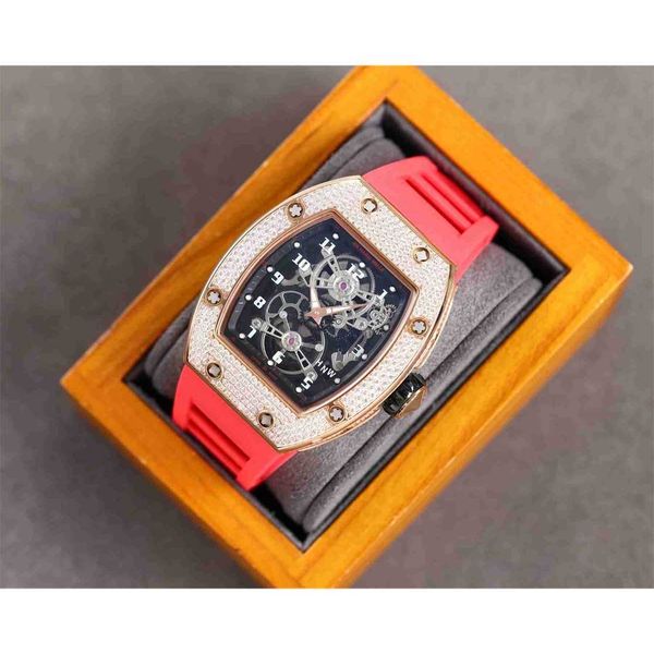 

diamond luxury mens movement watches rm17-01 r i c h a r d hollow tourbillon designer 5wz1 new high-end quality iced out montre wrist watch, Slivery;brown