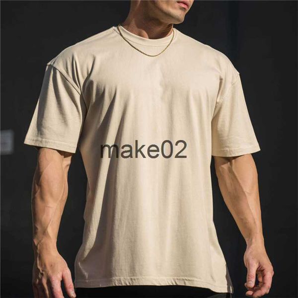 

men's plus tees polos 2022 new men gym workout fitness cotton short sleeve tshirt hip hop fitness summer oversized bodybuilding sports, Black;brown