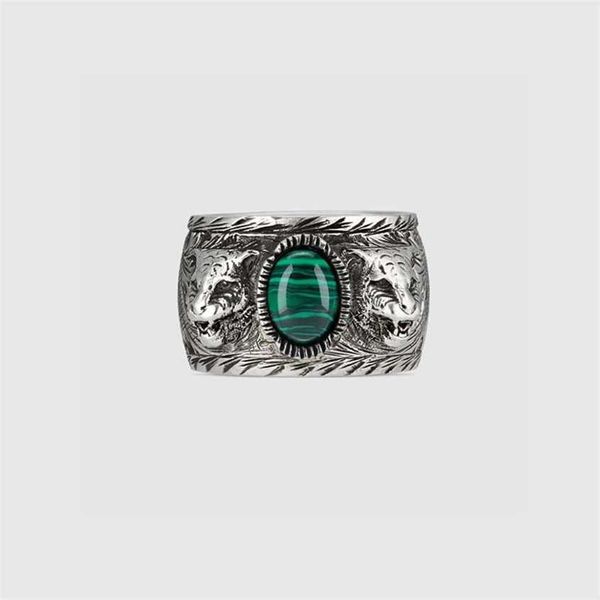 

2023 gujia sterling silver tiger head green enamel ring a small number of vintage senior male and female lovers' pair rings