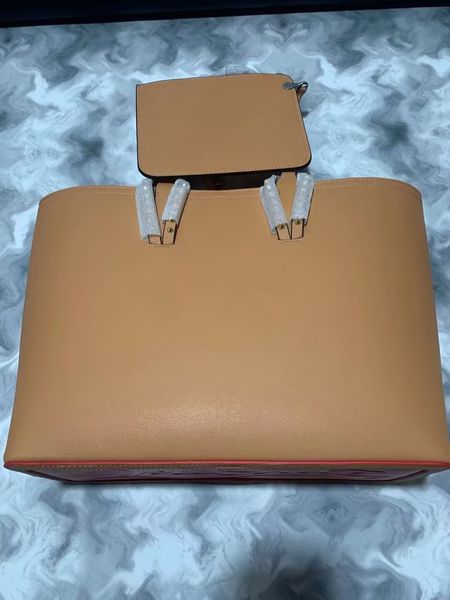 

women luxury fashion bag letter bottoms designer totes rivet genuine leather composite handbags purse shopping bags with small wallets