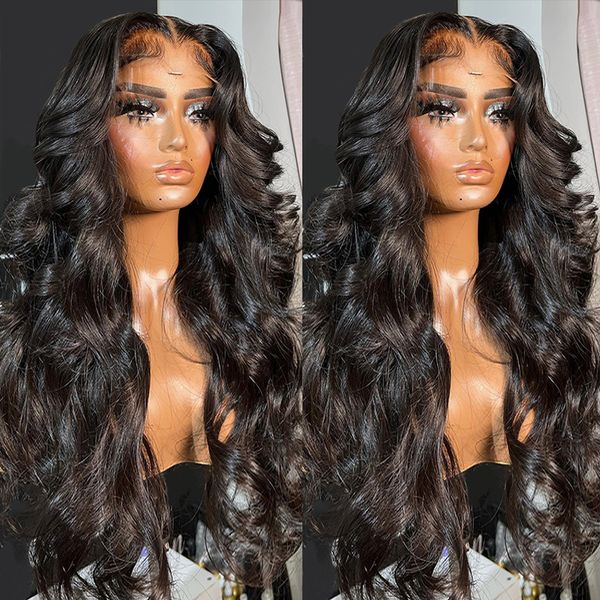 

body wave lace frontal wig human hair 13x6 hd wigs for women brazilian hair 360 full lace frontal wig pre plucked, Black;brown
