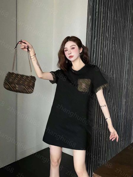 

23ss womens designer clothing summer dresses women dress sleeve patchwork jacquard letter slimming dress womens clothing, Black;gray