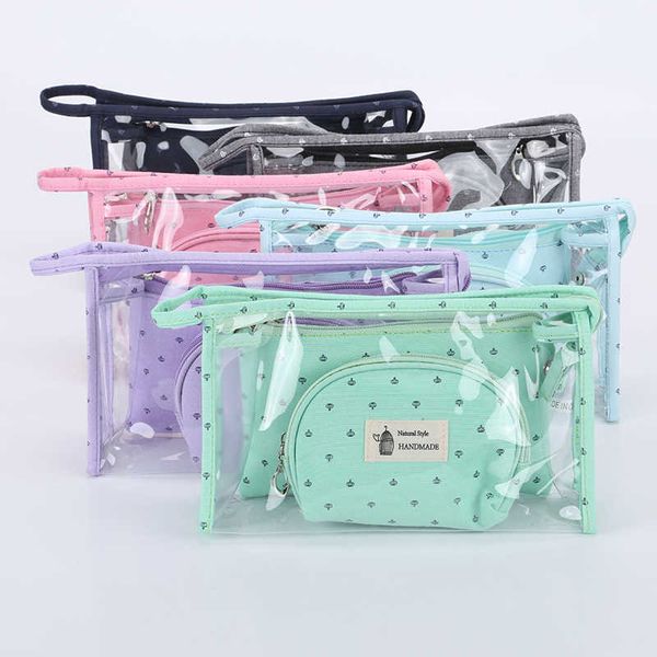 

travel cosmetic bag set crown three piece cosmetic bag pvc briefcase