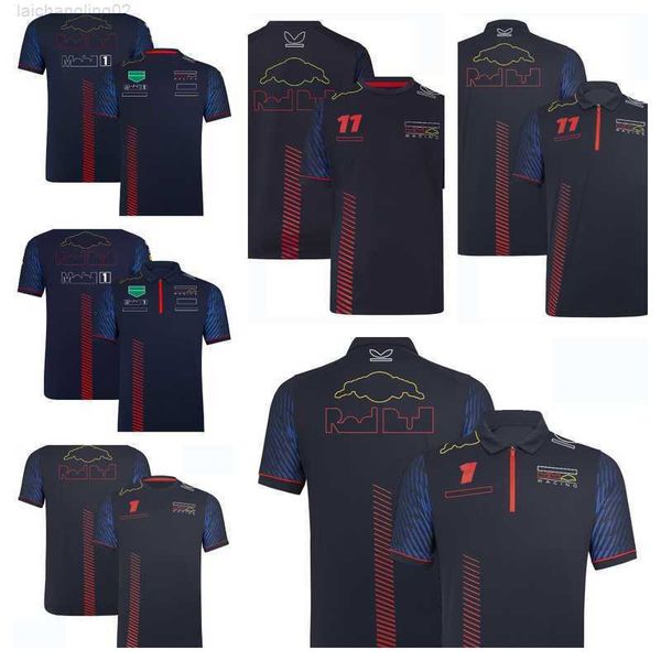 

men's and women's f1 racing suit t-shirts 2023 new team short sleeve polo shirts casual fans racers customized with the same parag, Black;brown