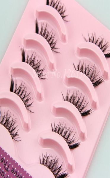 

5 pairs half false eyelashes natural crisscross messy thick soft fake eyelashes 100 handmade transparent stems makeup lashes7008815