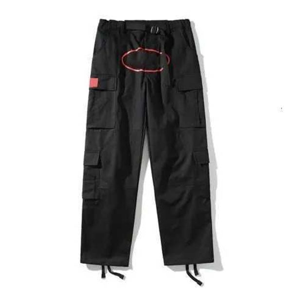 

men's pants cargo mens streetwear hip hop retro printed casual trousers military multi-pockets straight high street loose overalls coup, Black