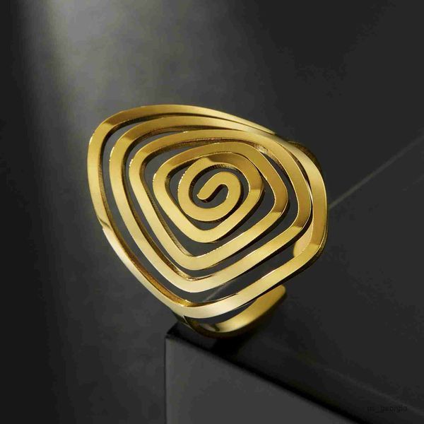 

band rings skyrim irregular swirl geometric ring women stainless steel exaggerated open finger rings 2023 fashion jewelry birthday gift r230, Silver