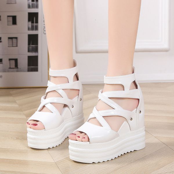 

slippers 2023woman height increasing sandals summer women concise platform shoes woman fashion thick bottom wedges 12cm 230625, Black