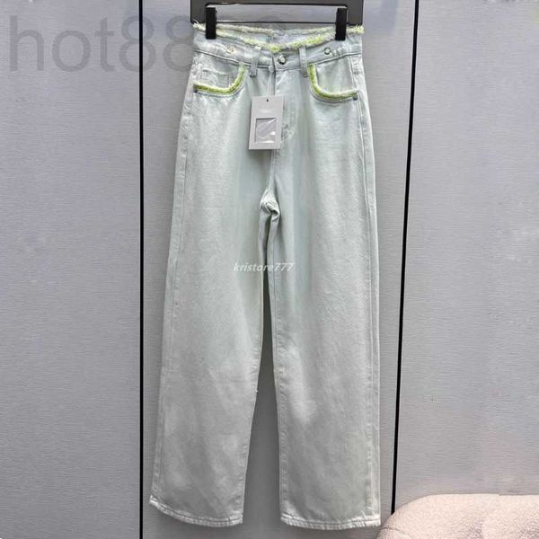 

women's jeans designer women pants with metal letter buttons girls cotton high end runway brand cowboy casual jersey outwear waist deni, Blue