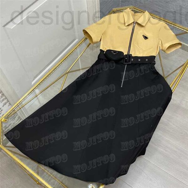

plus size dresses designer designer badge women with waist bag contrast stitching short sleeve dress summer fashion skirts clothes iebb, Black