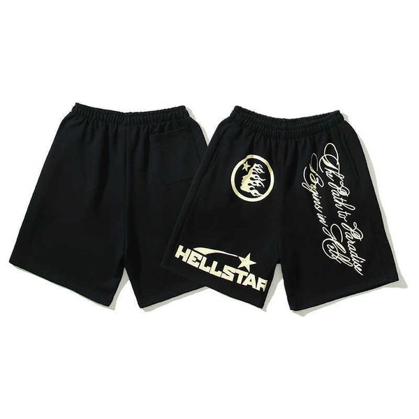 

hellstar studios x4 shorts ins same style high street trendy men's and women's shorts, White;black