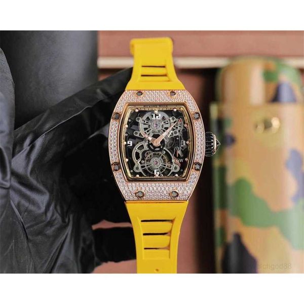 

diamond luxury mens movement watches rm17-01 r i c h a r d hollow tourbillon designer f1cm new high-end quality iced out montre wrist watch, Slivery;brown