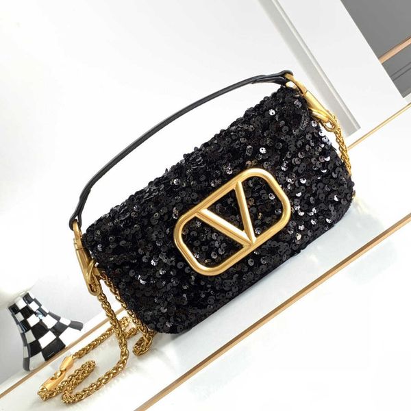 

leather lady purse designer 2023 bags bag sequins beads diagonal cross chain small square fashionable genuine leather lady bag wallet