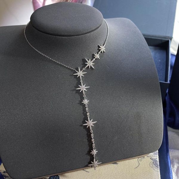 

necklaces fashion meteor star long pendant necklace women's luxury fashion silver color zirconia ong tassel meckaces zk30