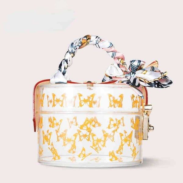 

print designer bag shoulder bags luxury classic pattern box bag print transparent tote bag women evening purse handbag silk scarf woven stra