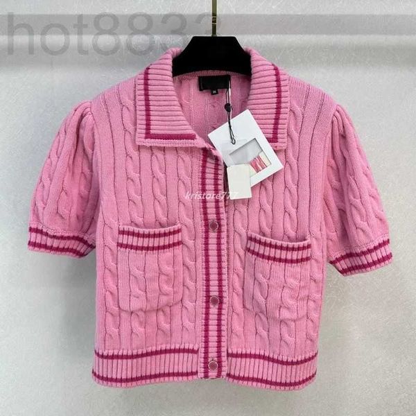 

women's knits & tees designer summer women t shirts tee with letter button girls wool crop runway stretch short sleeve cardigan shirt, White