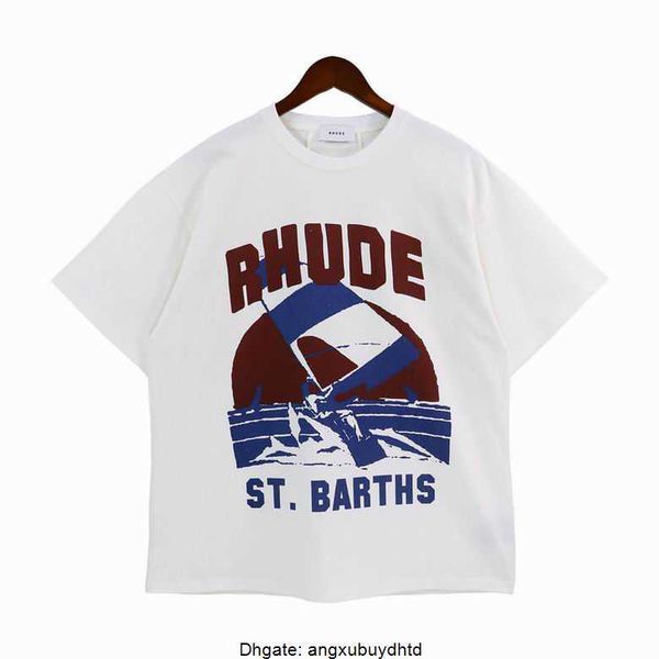 

2023 summer mens t-shirts womens rhude designers for men letter polos embroidery tshirts clothing short sleeved tshirt large tees shorts, White;black