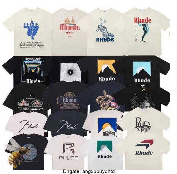 

rhude mens t shirt designer for men womens shirts fashion tshirt with letters casual summer short sleeve tees woman clothing, White;black