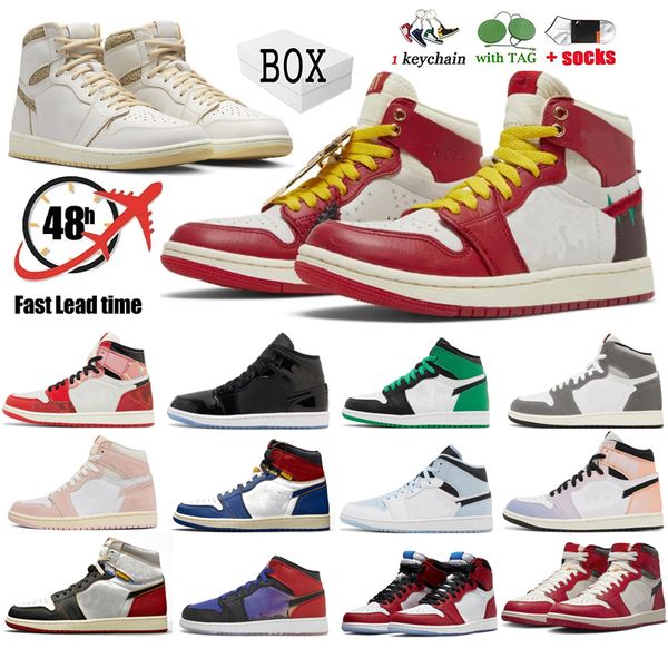 

with box new men jumpman 1 basketball shoes next chapter verse washed pink 1s lost found denim patent bred space jam dark mocha womens mens