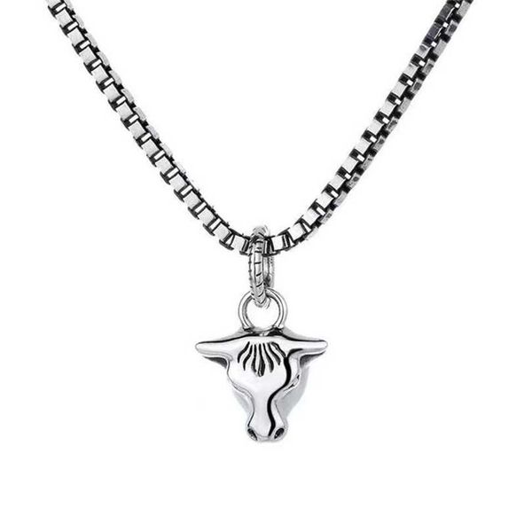 

2023 gujia 925 sterling silver classic ox head couple necklace carving temperament trendy g family collar chain gift