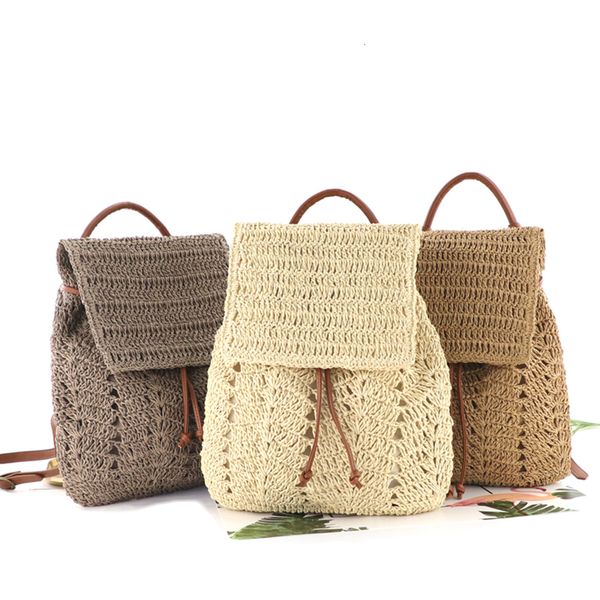 

evening bag's straw backpack summer boho bohemian hollow shoulder bag hobo crochet women travel bags for knitted beach 230625