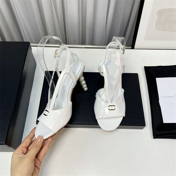 

summer popular women sandals 2023 channel luxury brand business dress wedding party leather high heels casual flat slipper 015-09, Black