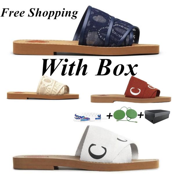 

with box designer slippers sliders slides sandals woody flat mule the inner sole oran sandal summer h sandals outside beach l size 36-42, Black