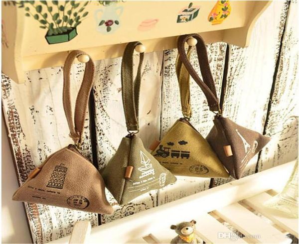 

kawaii retro times china rice dumpling shape 9cm coin purse canvas storage keys holder case wallet pouch women handbag to4193165561, Black