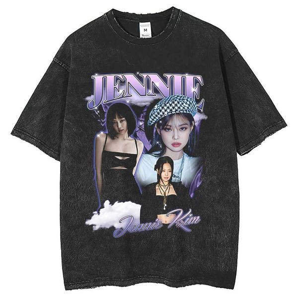 

pink gold jenny new wash t-shirt direct spray printed t-shirt couple, White;black