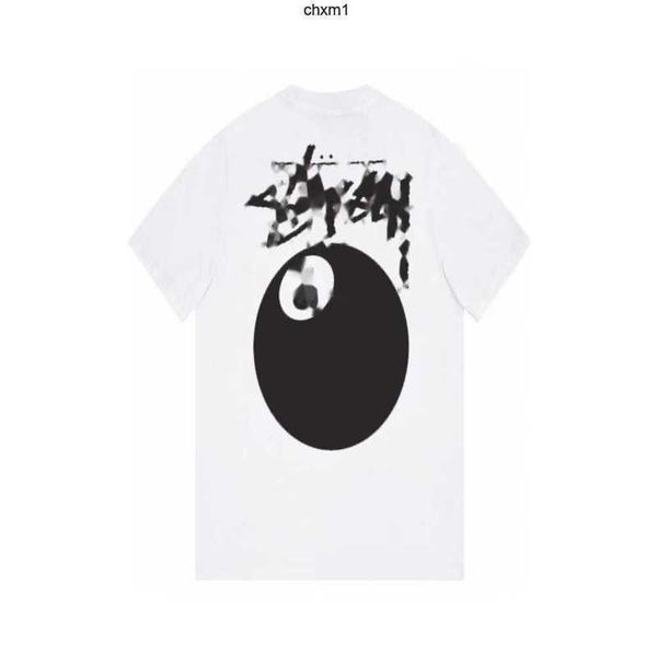 

black billiards printed round neck loose short sleeve t-shirt unisex, White;black