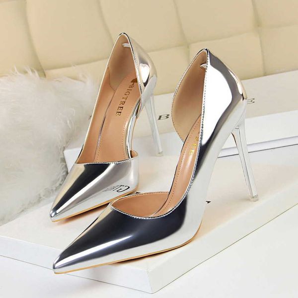 

new style high heels womens dress shoes high heel party shoes patent leather size 34-43, Black