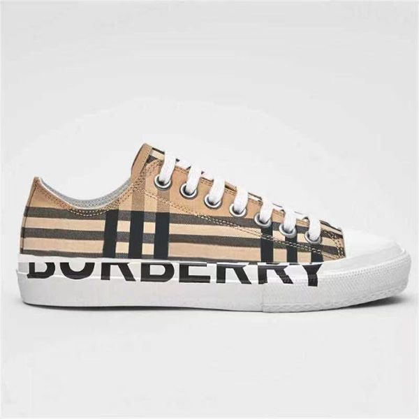 

designer men shoes logo print check cotton sneakers women leather sneaker designer lace up classic lattice shoes outdoor casual shoes, Black