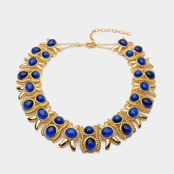 

necklaces jbjd vintage jewelry glass zinc alloy gold plated chunky link collar neckalce vintage jewelry for show runway accessories gift, Silver