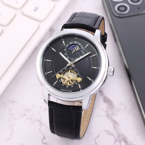 

eurohome fashion tourbillon men's quartz steel belt skin belt men's watch, Slivery;brown