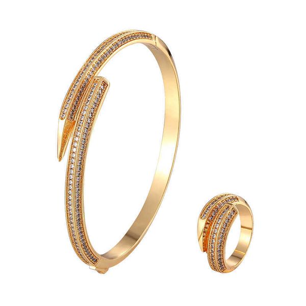 

original designer versatile classic carti pencil nail bracelet fadeless ring set micro-set zirconium jewelry with logo, Black