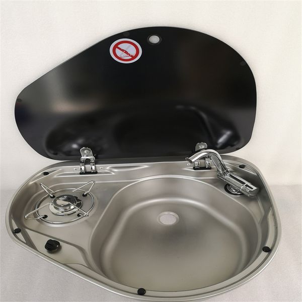 

1 burner gas stove hob sink combo tempered glass 525*425*150mm boat rv gr-600r