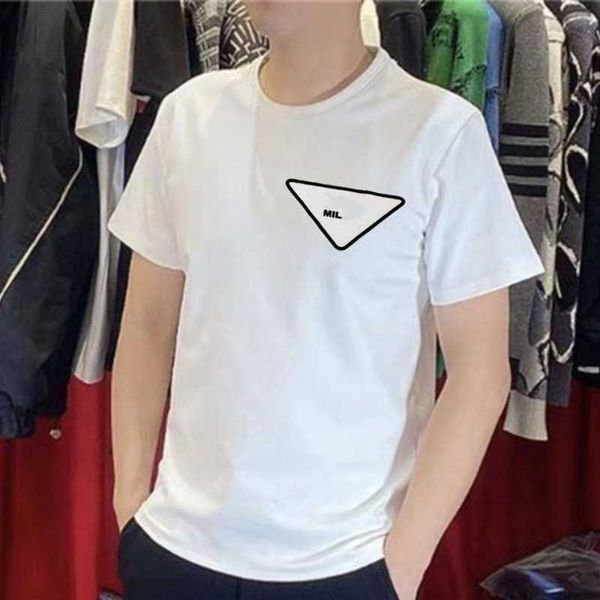 

100% cotton t shirt summer loose tee shirt designer t shirt men women fashion triangle letter printing short sleeved top, White;black