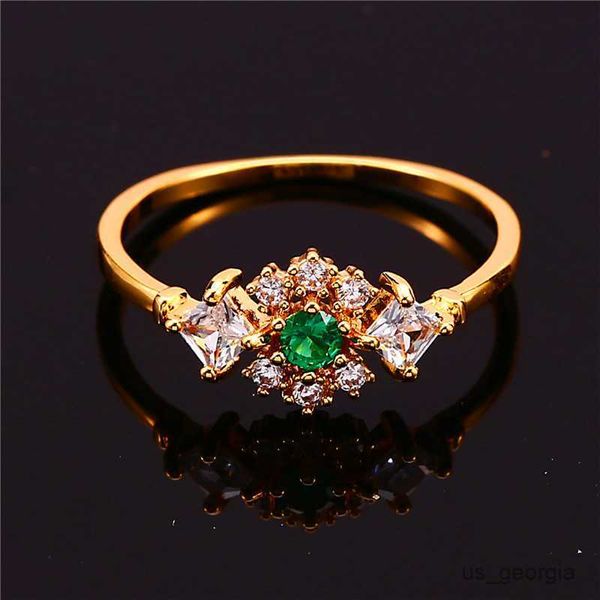 

band rings luxury female white zircon stone ring yellow gold color crystal green round ring promise engagement rings for women r230625, Silver