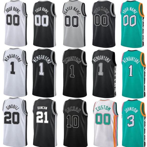 

1 victor wembanyama basketball jerseys mens 3 keldon johnson david robinson 21 city jersey retro shirts