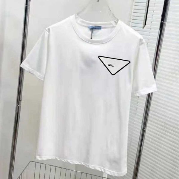

100% cotton t shirt summer loose man tees designer t shirt men women triangle letter printing graphic tee round neck shirt, White;black