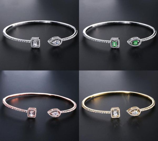 

trendy punk pear shape adjustable open bangle for women anniversary gift jewelry whole s52144262724, White