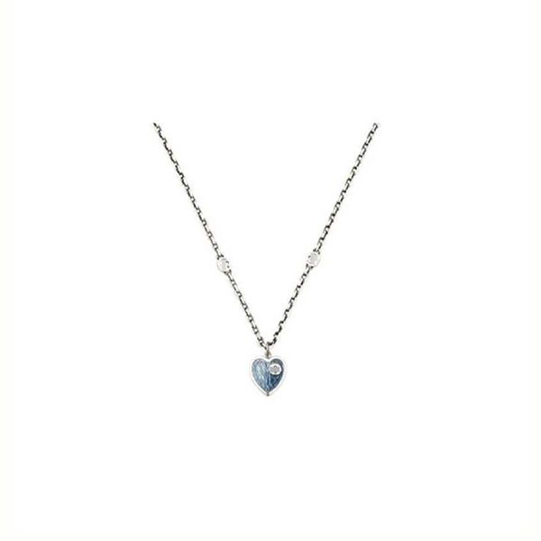 

2023 gujia classic 925 sterling silver double interlocking g family blue love enamel necklace couple commemorative gift