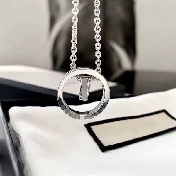 

2023 gujia classic 925 sterling silver transit beads double ring circle men's and women's couple necklace ins style